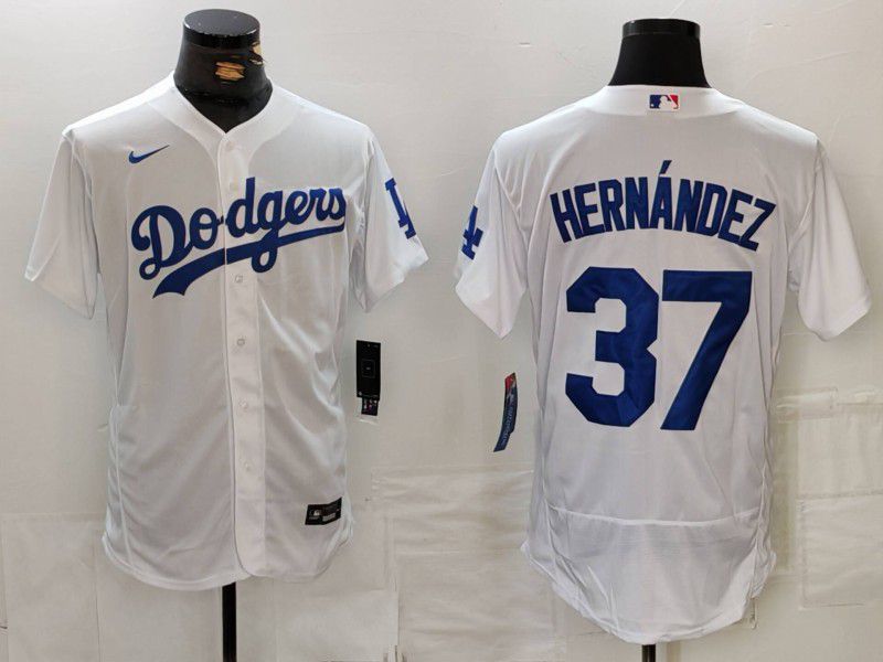 Men Los Angeles Dodgers #37 Hernandez White Nike Elite 2024 MLB Jersey style 726